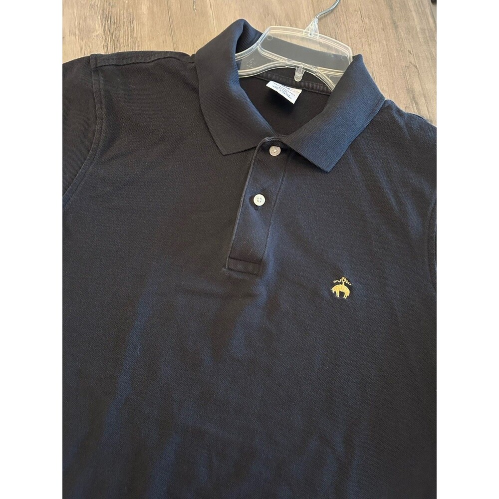 Brooks Brothers 1818 Polo Shirt Mens Medium Black Slim Pique Logo $89